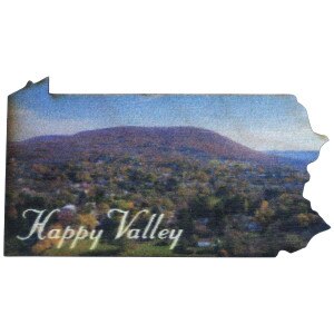 magnet PA state shape with Mt Nittany and Happy Valley